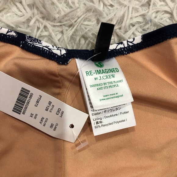 J Crew Hipster Curved Waist Cheeky Bikini Bottom Magnolia‎ Floral Navy Blue 3X - Picture 4 of 8